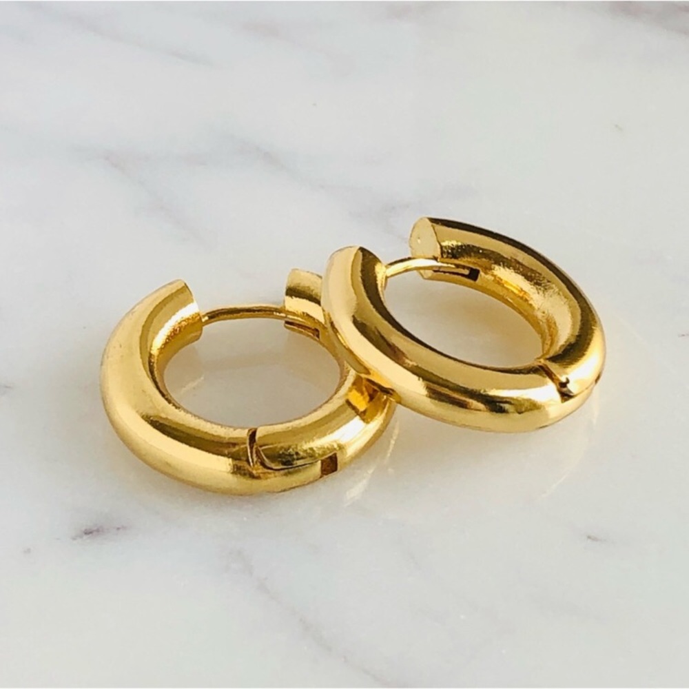 Gold Tube Chunky Hoop Earrings